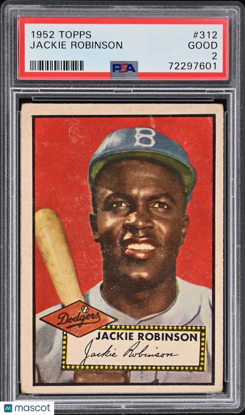 1952 Topps #312 Jackie Robinson PSA 2 GD Nice Color New Label