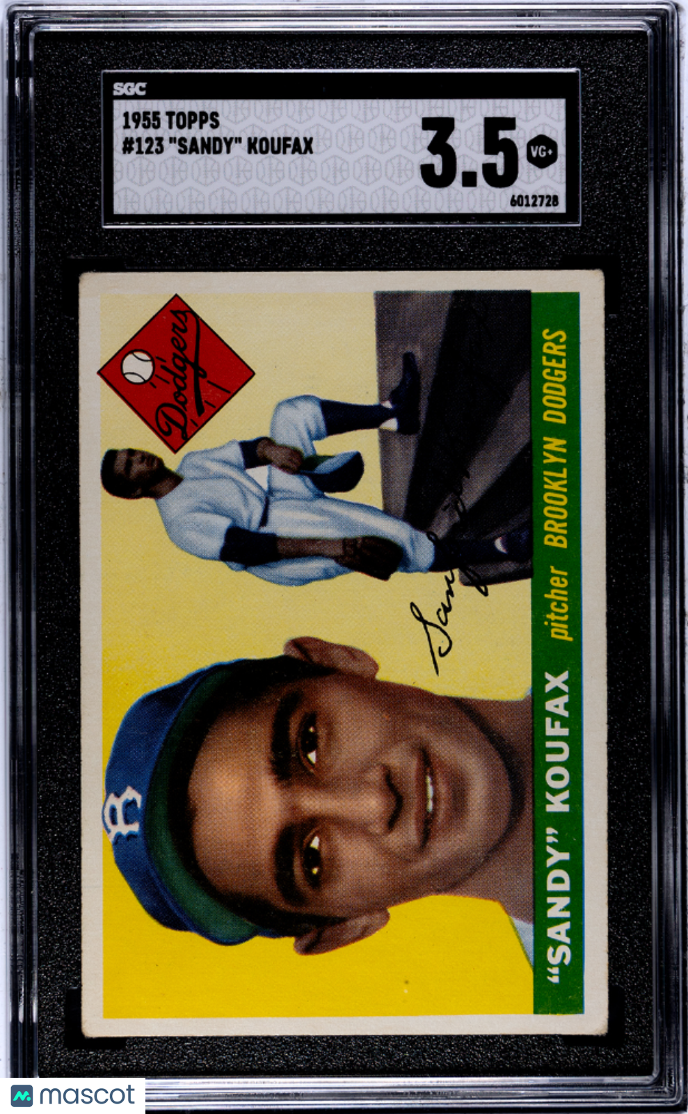 1955 Topps #123 Sandy Koufax RC Rookie SGC 3.5 VG+ Well Centered
