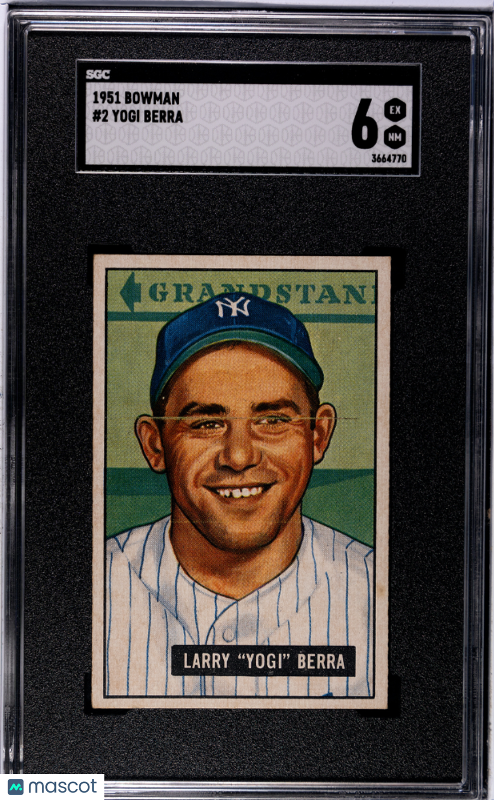 1951 Bowman #2 Yogi Berra SGC 6 EX-NM Well Centered
