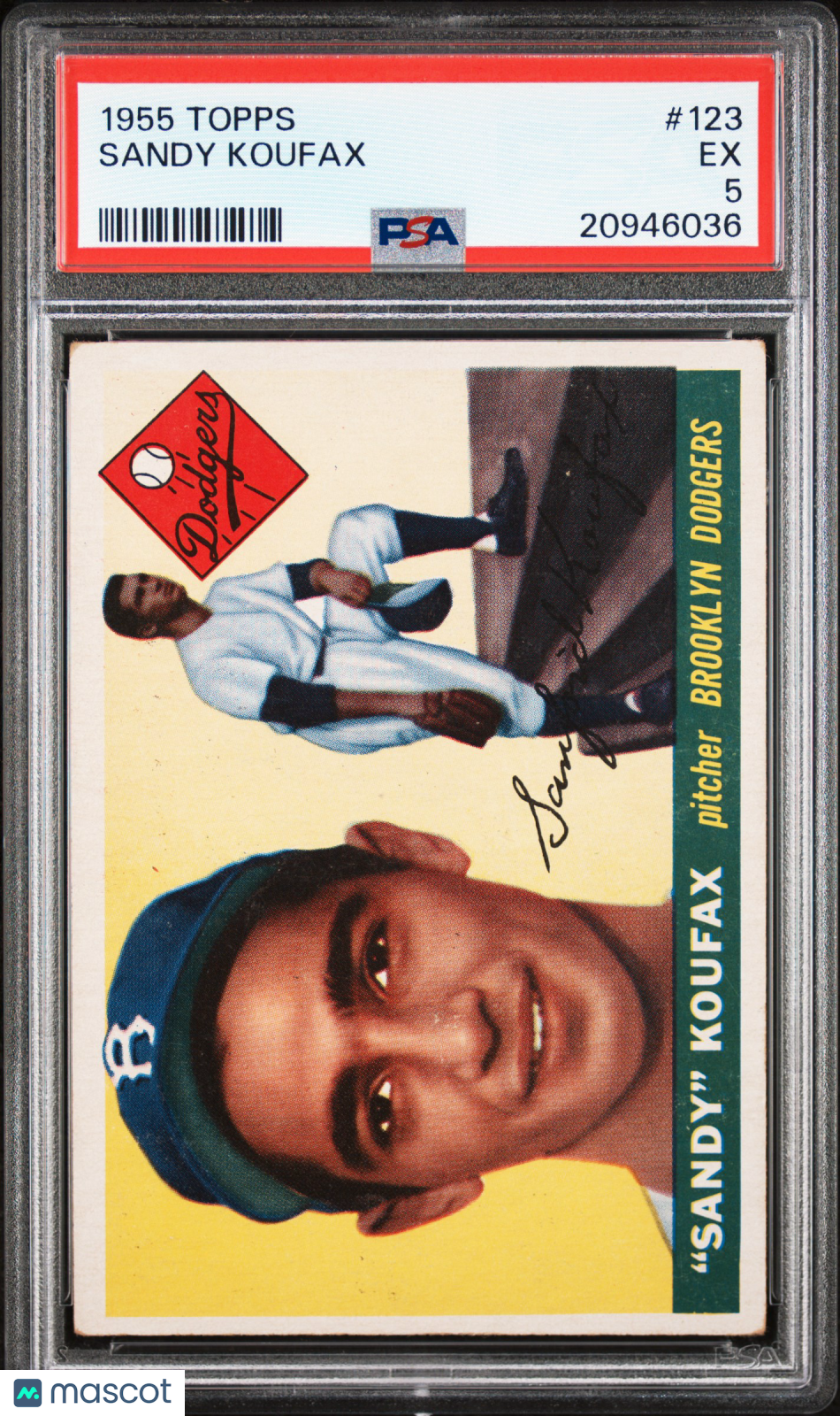 1955 Topps #123 Sandy Koufax RC Rookie PSA 5 EX Well Centered New Label
