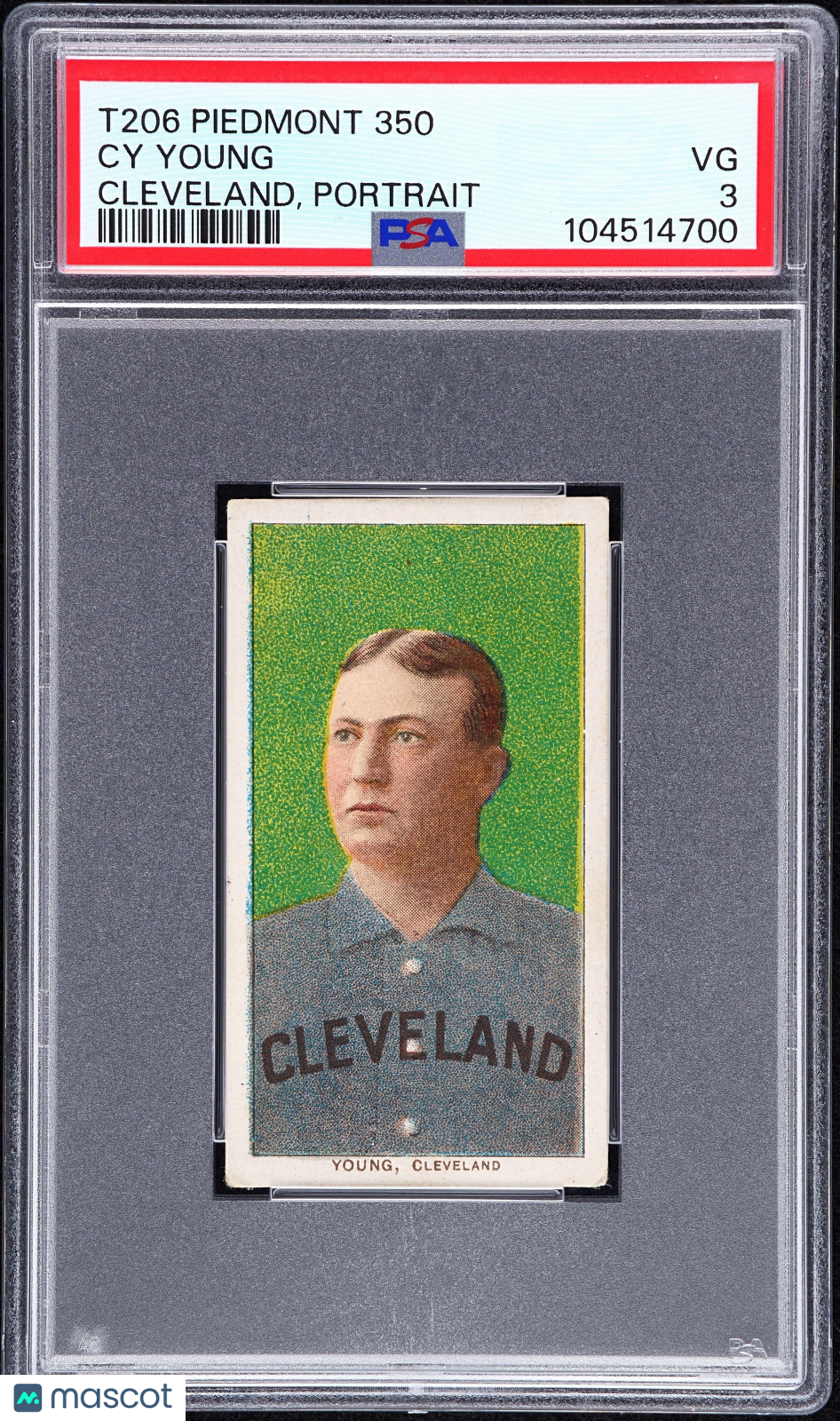 1909-11 T206 Piedmont 350 Cy Young Portrait PSA 3 VG STUNNING New Label