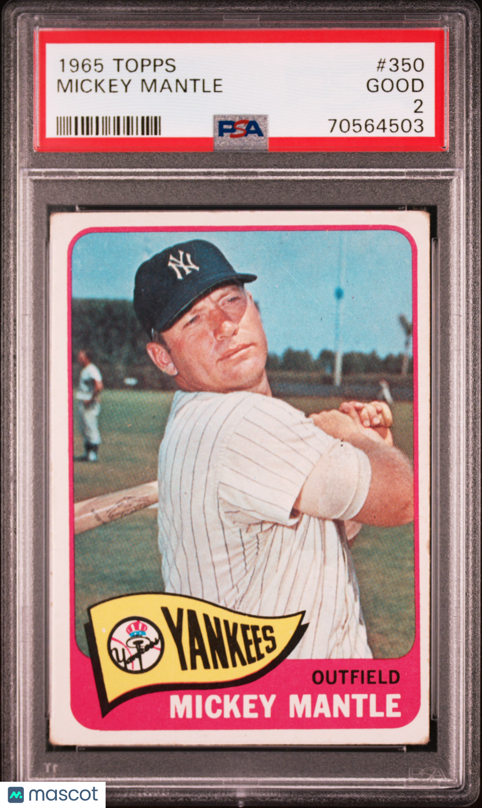 1965 Topps #350 Mickey Mantle PSA 2 GD New Label