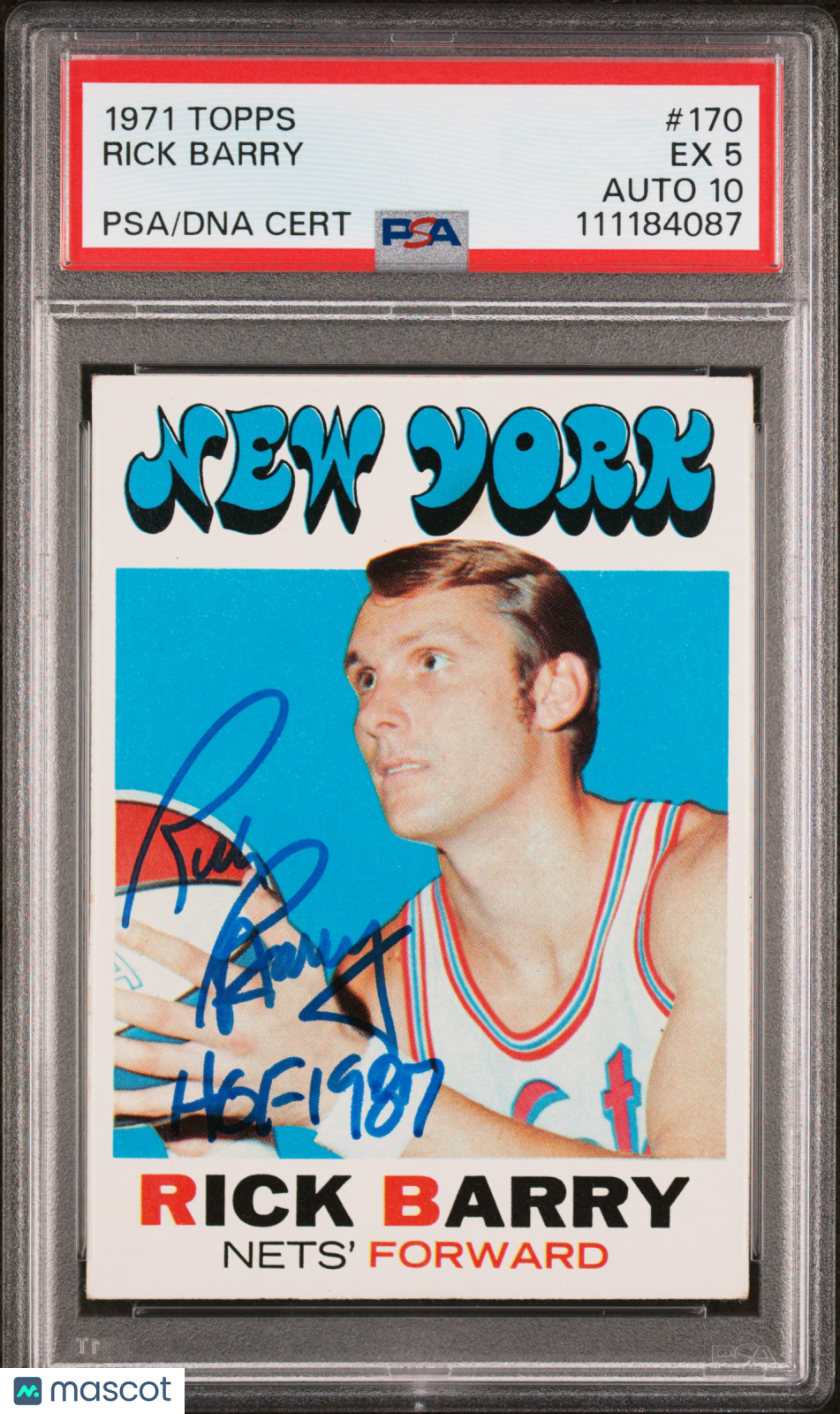 1971 Topps Rick Barry RC Rookie #170 PSA 5 / 10 AUTO Autograph