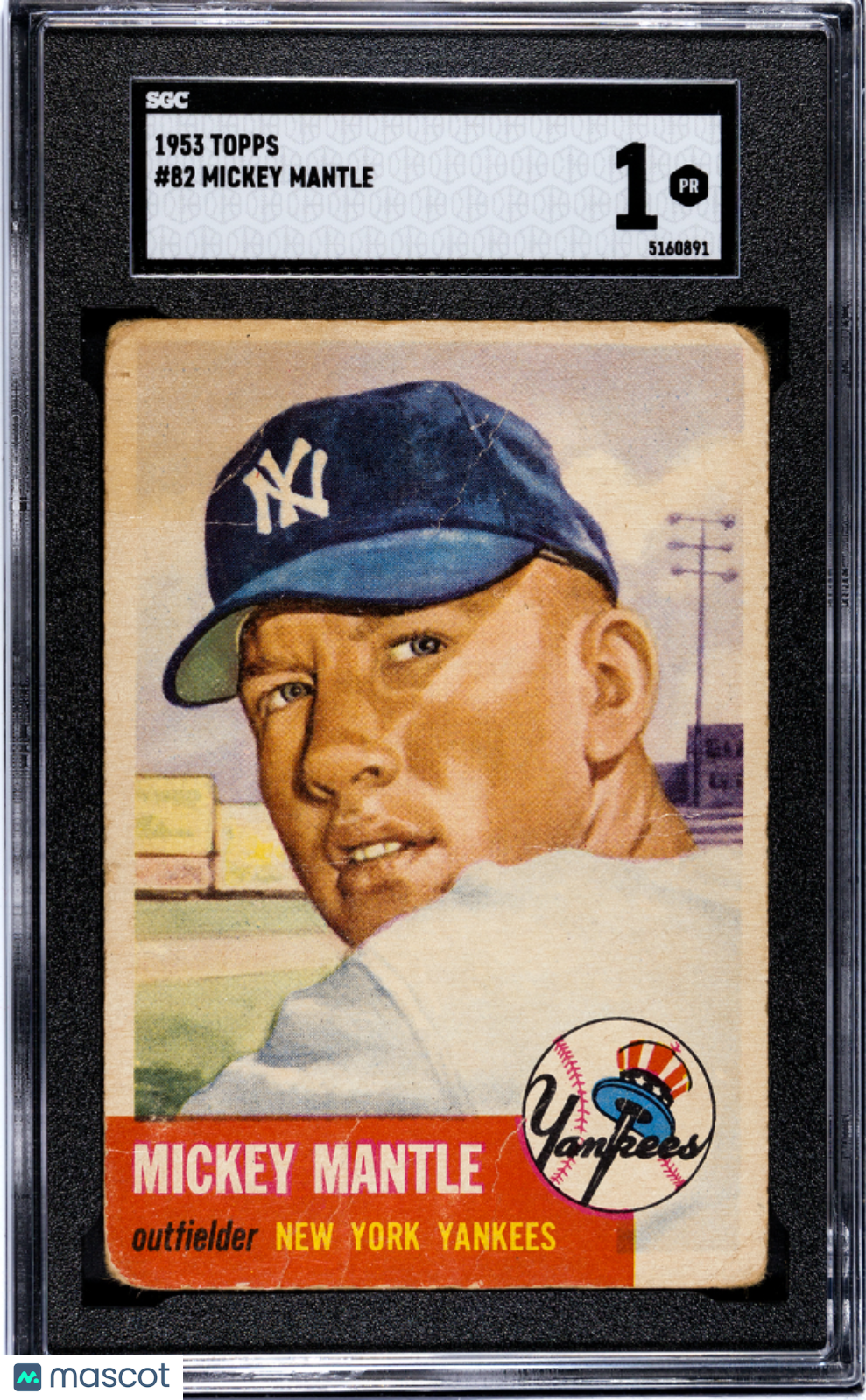 1953 Topps #82 Mickey Mantle SGC 1 Well Centered