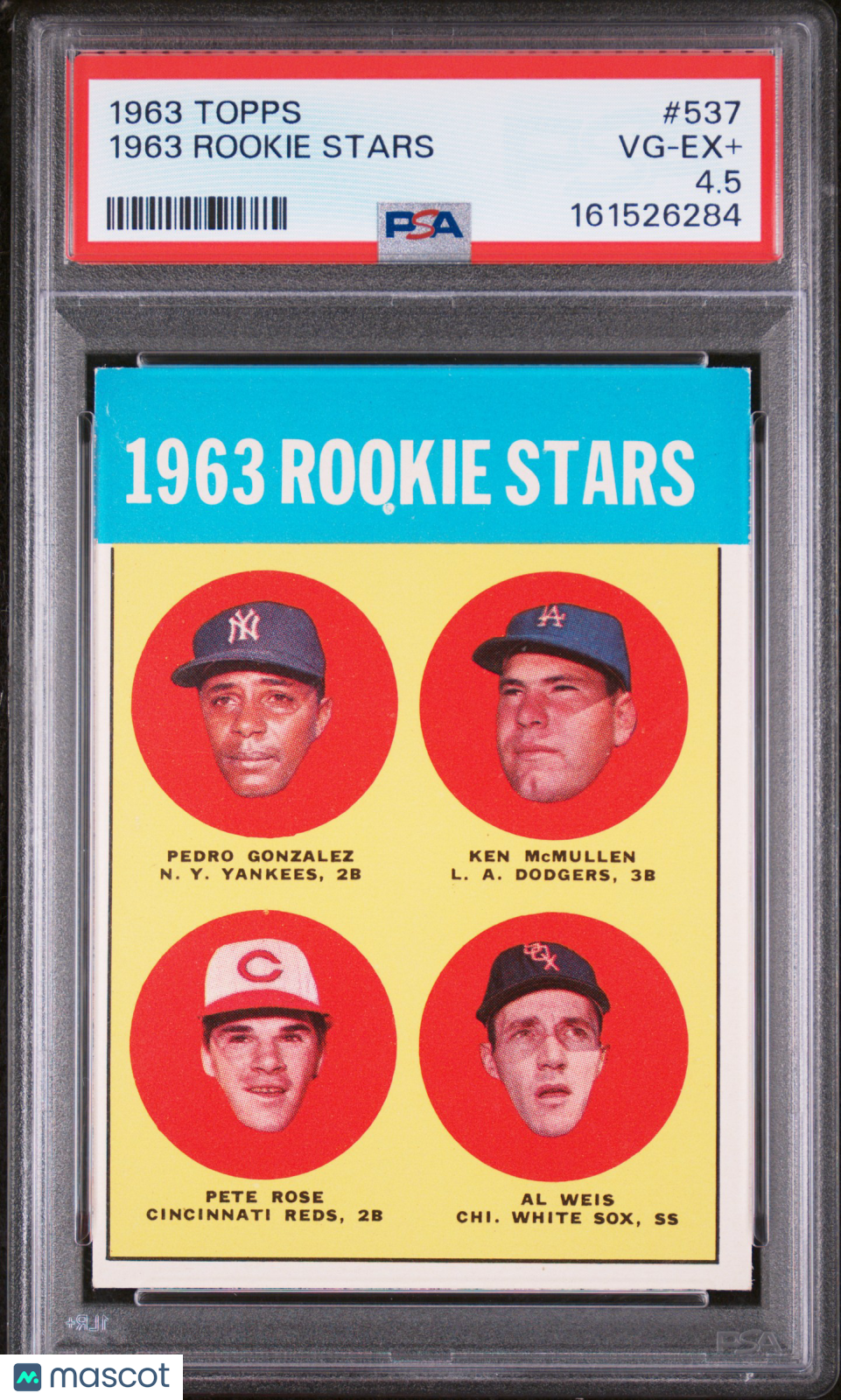 1963 Topps #537 Pete Rose RC Rookie PSA 4.5 VG-EX+ New Label