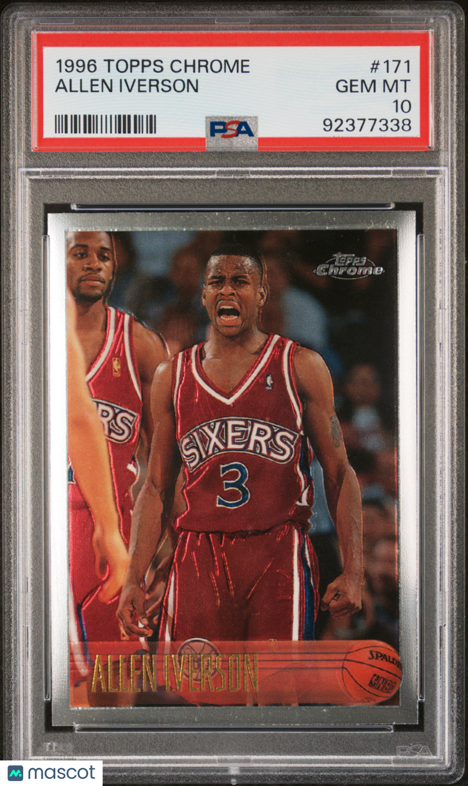 1996 Topps Chrome #171 Allen Iverson RC Rookie PSA 10 GEM MINT New Label