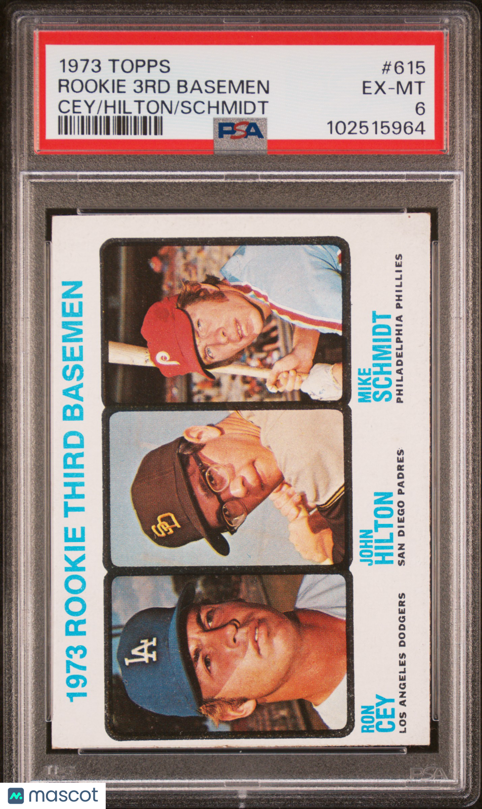 1973 Topps #615 Mike Schmidt RC Rookie PSA 6 EX-MT New Label