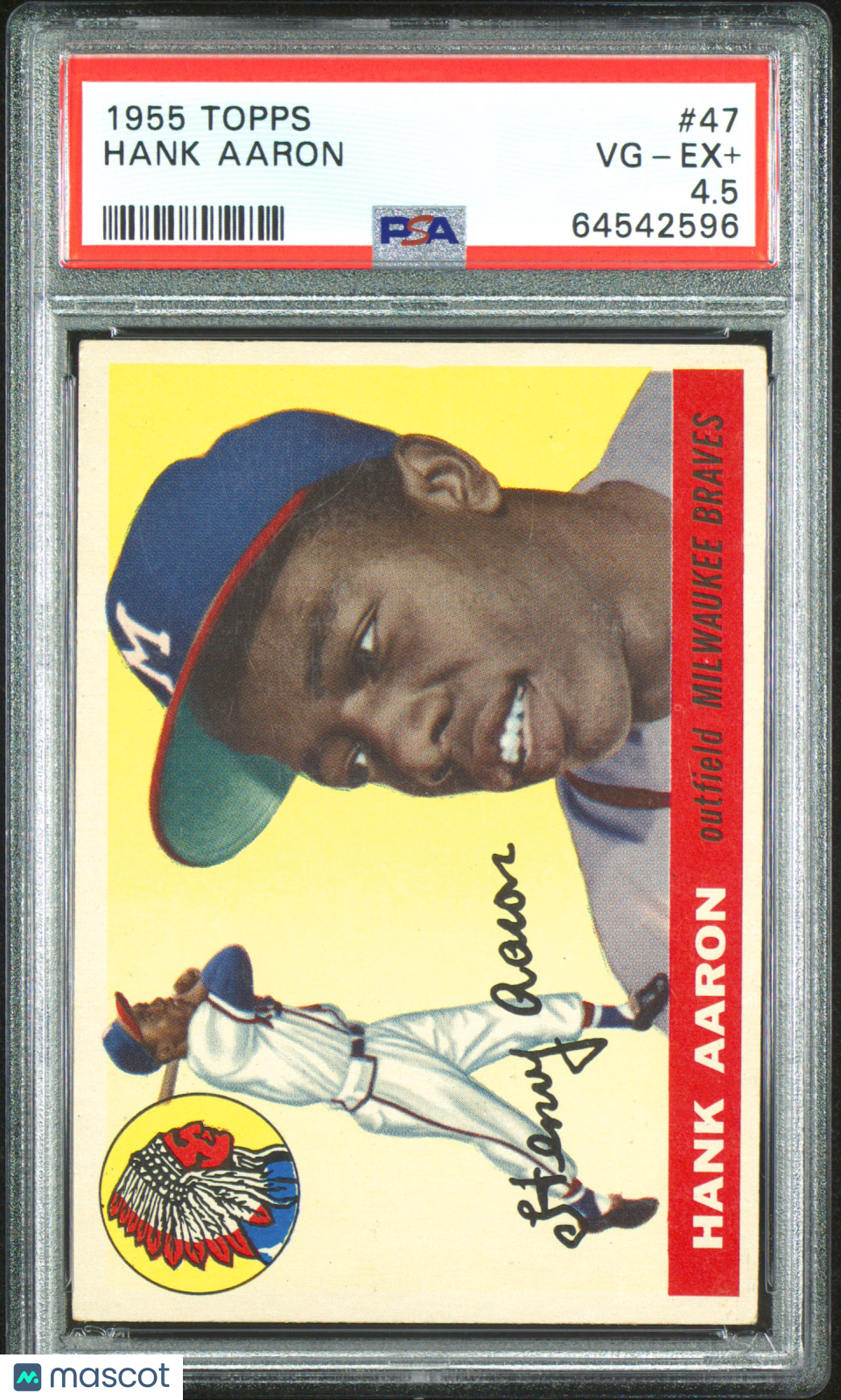 1955 Topps #47 Hank Aaron PSA 4.5 VG-EX+ New Label