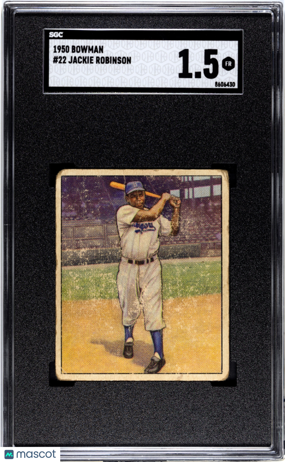 1950 Bowman #22 Jackie Robinson SGC 1.5 Well Centered
