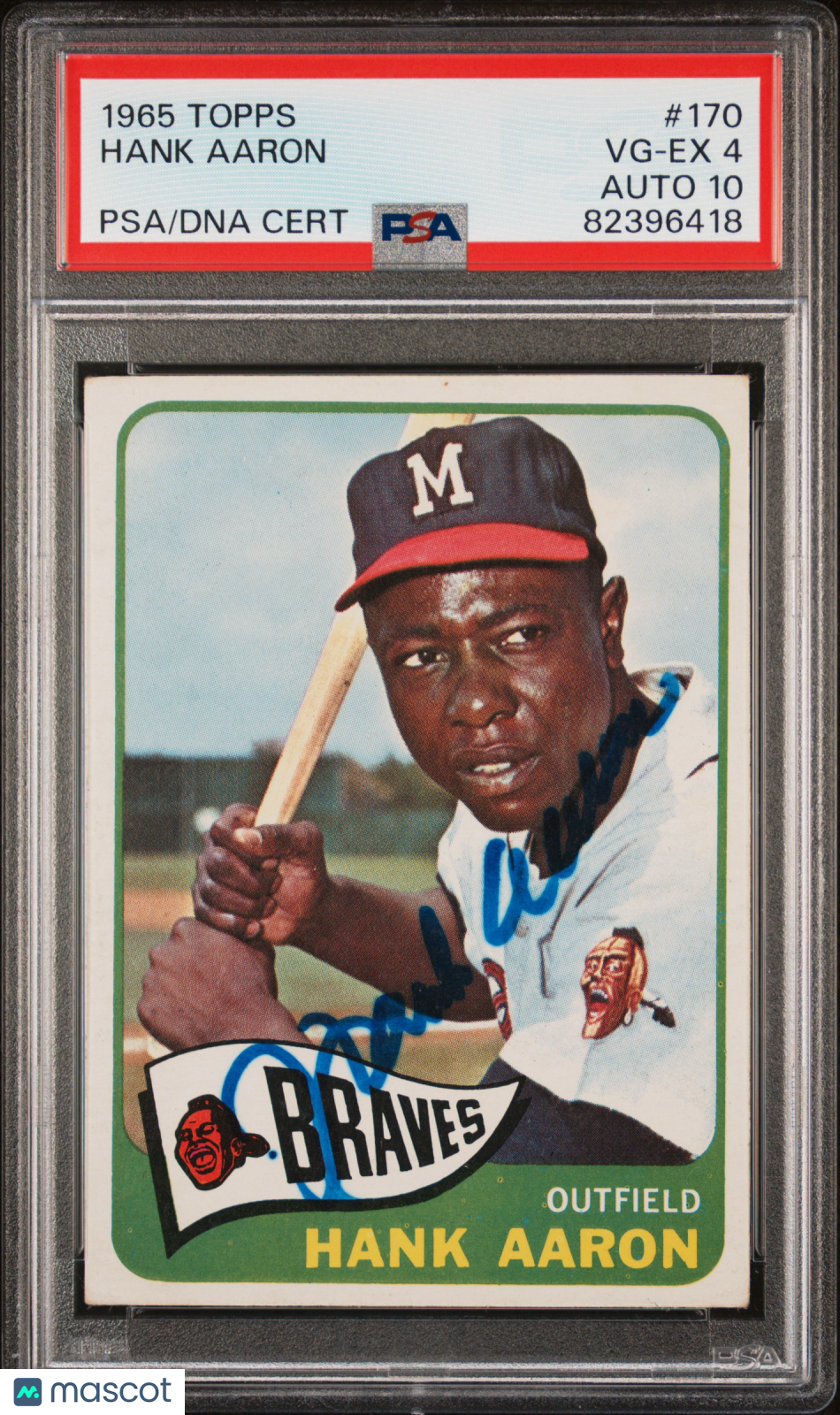 1965 Topps #170 Hank Aaron PSA 4 / 10 AUTO Autograph