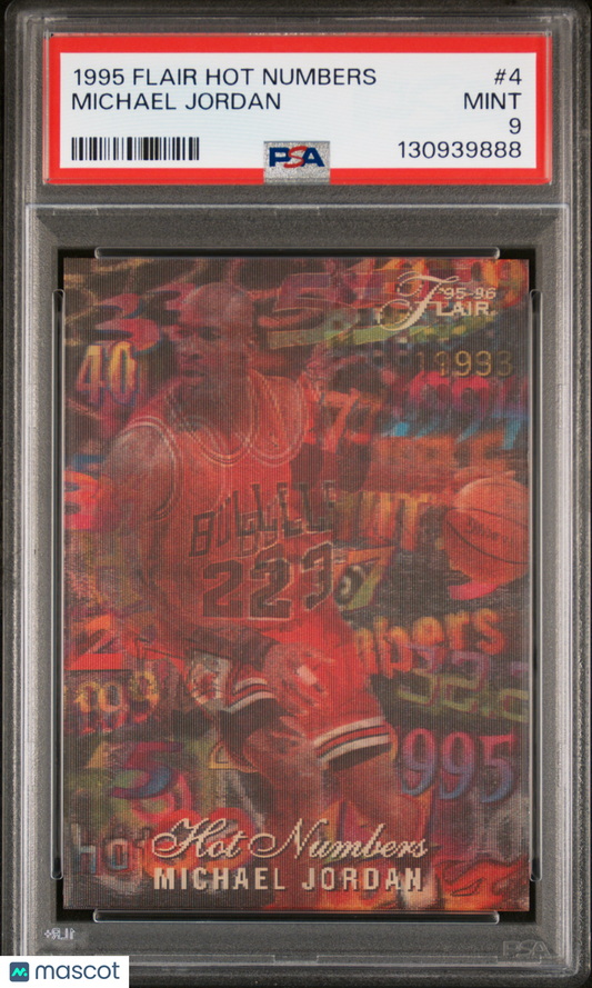 1995 Flair Hot Numbers Michael Jordan #4 PSA 9 MINT New Label