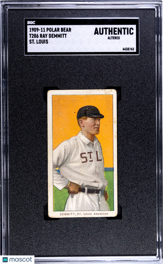 1909 T206 POLAR BEAR Ray Demmitt St. Louis SGC Authentic Nice Eye Appeal