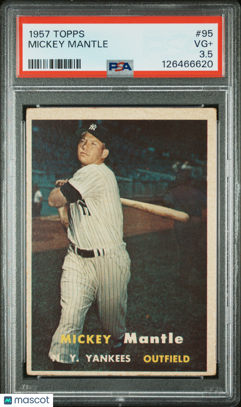 1957 Topps #95 Mickey Mantle PSA 3.5 VG+ New Label