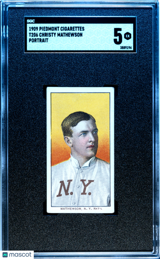 1909 T206 Piedmont 150/25 Christy Mathewson Portrait SGC 5 EX Well Centered