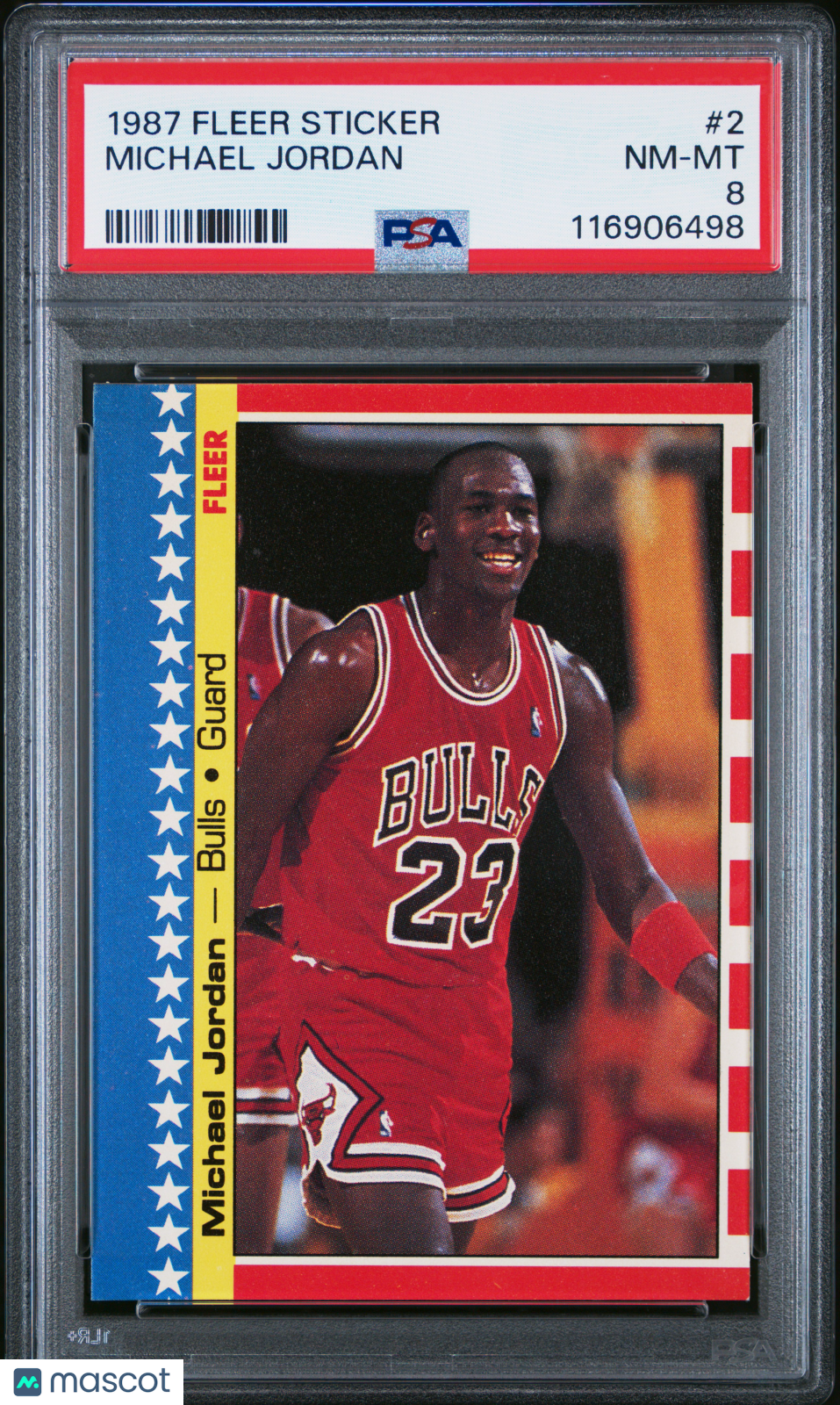 1987 Fleer Sticker #2 Michael Jordan PSA 8 NM-MT New Label
