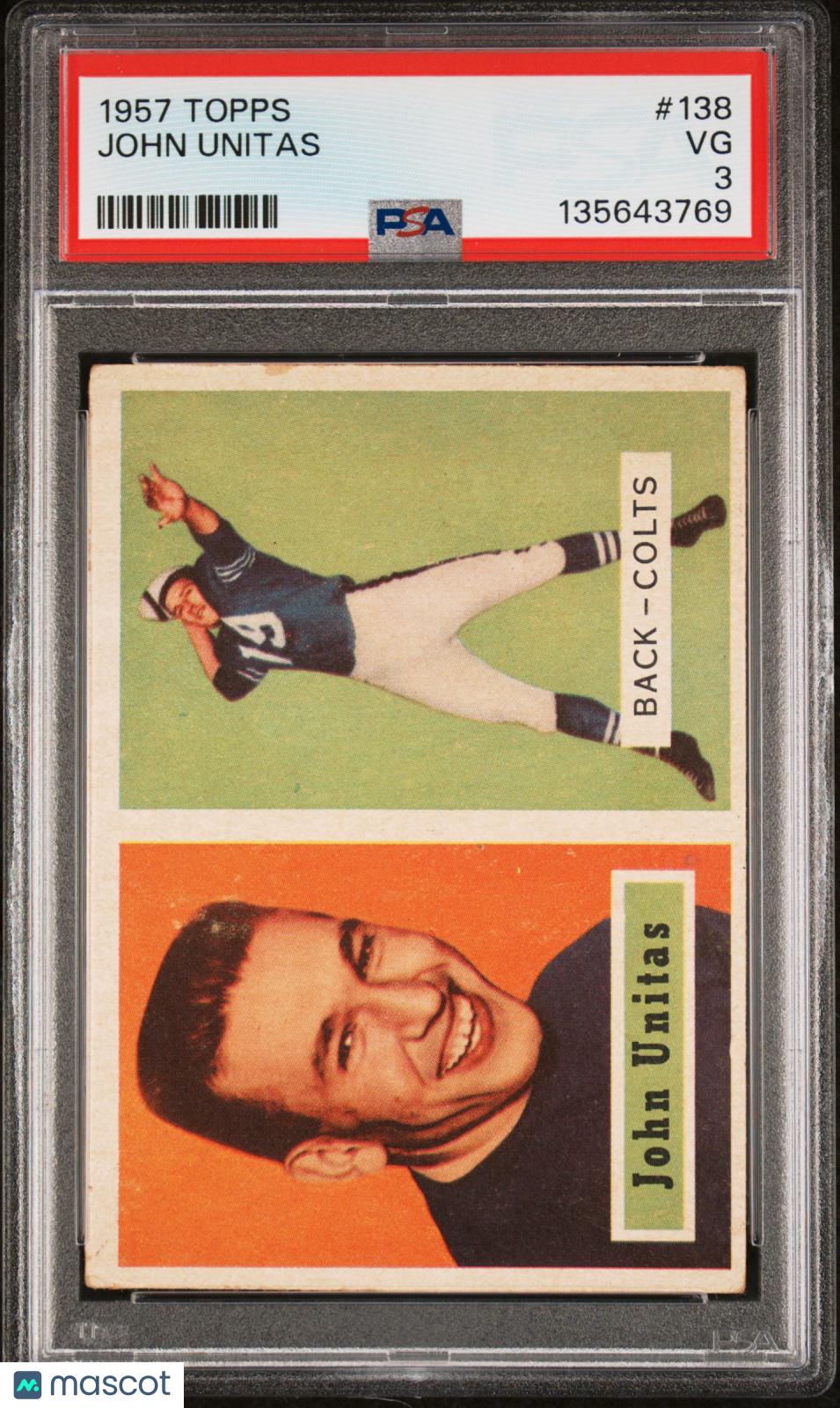 1957 Topps #138 John Unitas RC Rookie PSA 3 VG New Label
